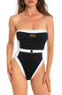 Einteiliger Badeanzug Gürtel Schwarz PIN-UP STARS
